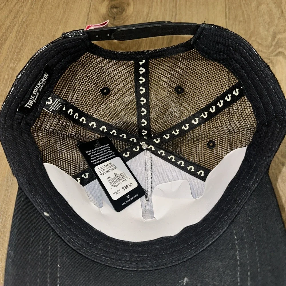 True Religion Buddha Logo Trucker Hat Cap Snapback Mesh Black NEW Style‎ TR4106